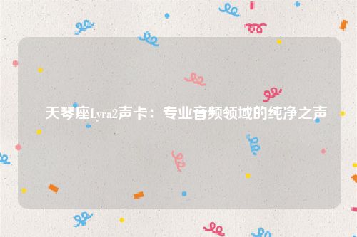 ​天琴座Lyra2声卡：专业音频领域的纯净之声
